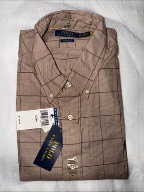 Polo by Ralph Lauren Men’s Tan Plaid Button-Down Shirt